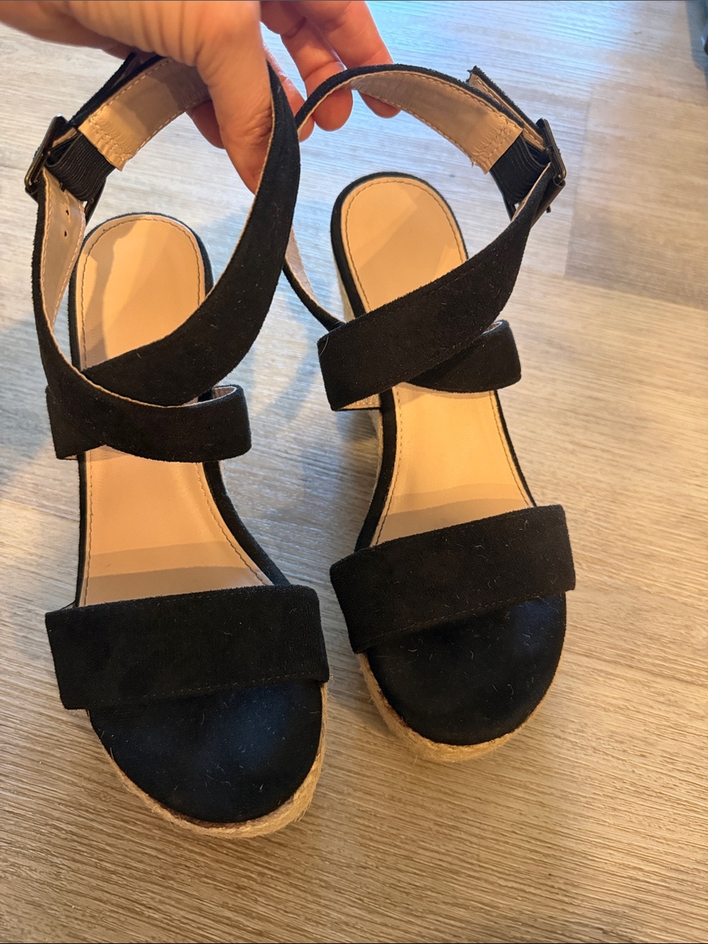 Macy's Black Espadrille Wedge Sandals with Ankle Strap